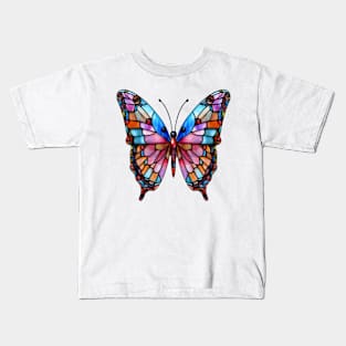 Stained Glass Colorful Butterfly #9 Kids T-Shirt
